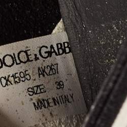 Pre Owned Dolce & Gabbana Black Knit Fabric Sorrento Slip On Sneakers Size 39