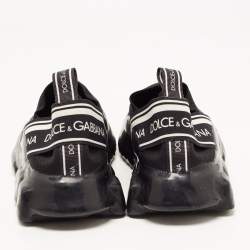 Pre Owned Dolce & Gabbana Black Knit Fabric Sorrento Slip On Sneakers Size 39