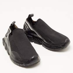 Pre Owned Dolce & Gabbana Black Knit Fabric Sorrento Slip On Sneakers Size 39