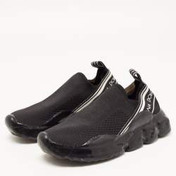 Pre Owned Dolce & Gabbana Black Knit Fabric Sorrento Slip On Sneakers Size 39