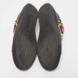 Pre Owned Dolce & Gabbana Black Leather DG Heart  Sneakers Size 39