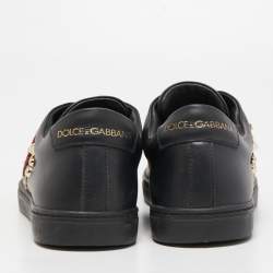 Pre Owned Dolce & Gabbana Black Leather DG Heart  Sneakers Size 39