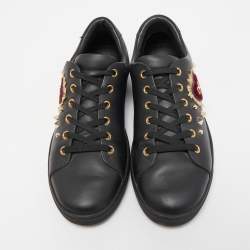 Pre Owned Dolce & Gabbana Black Leather DG Heart  Sneakers Size 39