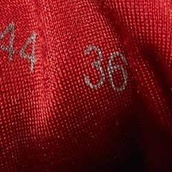 مملوكة مسبقًا Dolce & Gabbana Red Leather and Fabric Flower Embellished Trainers Sneakers Size 36