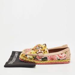 Dolce & Gabbana Multicolor Canvas and Leather Espadrille Loafers Size 39 