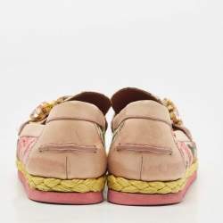 Dolce & Gabbana Multicolor Canvas and Leather Espadrille Loafers Size 39 