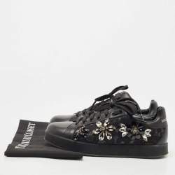 Pre Owned Dolce & Gabbana Black Leather, Lace  Low Top Sneakers Size 37