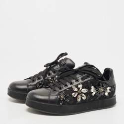 Pre Owned Dolce & Gabbana Black Leather, Lace  Low Top Sneakers Size 37
