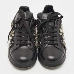 Pre Owned Dolce & Gabbana Black Leather, Lace  Low Top Sneakers Size 37