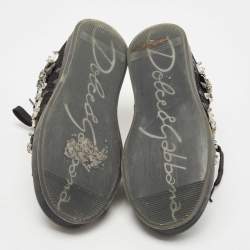 Pre Owned Dolce & Gabbana Black Leather, Lace  Low Top Sneakers Size 37