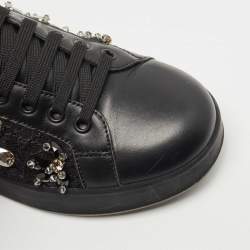 Pre Owned Dolce & Gabbana Black Leather, Lace  Low Top Sneakers Size 37