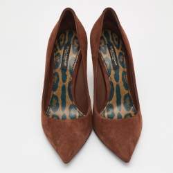 Pre Owned Dolce & Gabbana Brown Nubuck Leather Pointed Toe Pumps Size 38