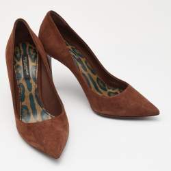 Pre Owned Dolce & Gabbana Brown Nubuck Leather Pointed Toe Pumps Size 38