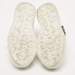 Pre Owned Dolce & Gabbana White Leather Portofino Pearl Embellished Low Top Sneakers Size 39