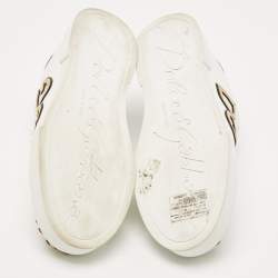 Pre Owned Dolce & Gabbana White Leather Sacred Heart Portofino Sneakers Size 40