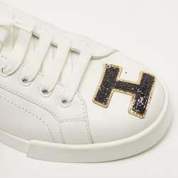 Pre Owned Dolce & Gabbana White Leather Sacred Heart Portofino Sneakers Size 40