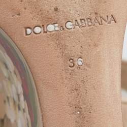 Pre Owned Dolce & Gabbana Multicolor Floral Print Leather Knot Wedge Sandals Size 36