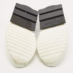 Pre Owned Dolce & Gabbana White /Black Knit Fabric Sorrento Slip on Sneakers Size 37.5