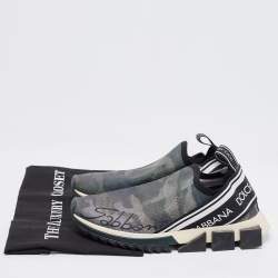 Pre Owned Dolce & Gabbana Camouflage Knit Fabric Sorrento Sneakers Size 39