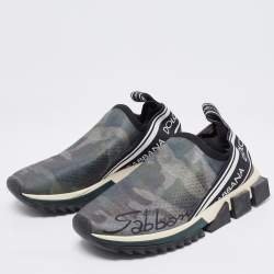 Pre Owned Dolce & Gabbana Camouflage Knit Fabric Sorrento Sneakers Size 39