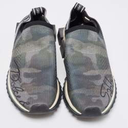 Pre Owned Dolce & Gabbana Camouflage Knit Fabric Sorrento Sneakers Size 39