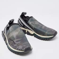 Pre Owned Dolce & Gabbana Camouflage Knit Fabric Sorrento Sneakers Size 39