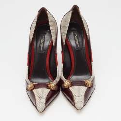 Dolce & Gabbana Tricolor Suede and Watersnake Pointed Toe Pumps Size 36