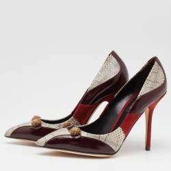 Dolce & Gabbana Tricolor Suede and Watersnake Pointed Toe Pumps Size 36