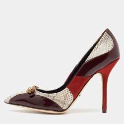 Dolce & Gabbana Tricolor Suede and Watersnake Pointed Toe Pumps Size 36