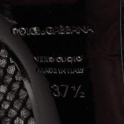 Pre Owned Dolce & Gabbana Black Lace and Mesh Peep Toe Booties Size 37.5