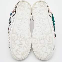 Pre Owned Dolce & Gabbana White Leather Portofino Forever Queen Patch and Embroidery Sneakers Size 38