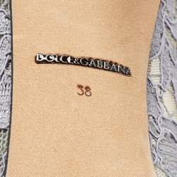 Pre Owned Dolce & Gabbana Grey Lace Bellucci Pumps Size 38