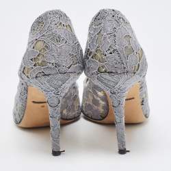 Pre Owned Dolce & Gabbana Grey Lace Bellucci Pumps Size 38