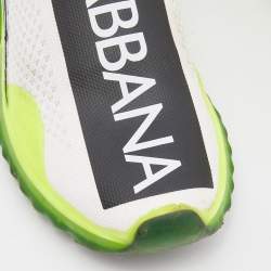 Pre Owned Dolce & Gabbana Neon Green/White Knit Fabric Sorrento Slip On Sneakers Size 38
