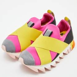 Pre Owned Dolce & Gabbana Tricolor Neoprene and Elastic Band Ibiza Slip On Sneakers Size 36