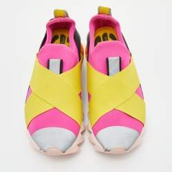 Pre Owned Dolce & Gabbana Tricolor Neoprene and Elastic Band Ibiza Slip On Sneakers Size 36