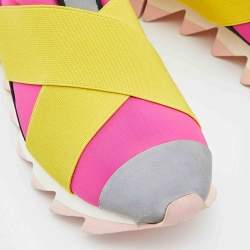 Pre Owned Dolce & Gabbana Tricolor Neoprene and Elastic Band Ibiza Slip On Sneakers Size 36