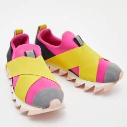 Pre Owned Dolce & Gabbana Tricolor Neoprene and Elastic Band Ibiza Slip On Sneakers Size 36