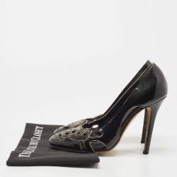 Pre Owned D&G Black Patent Leather Flower Cut Out Pumps Size 38