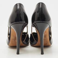 Pre Owned D&G Black Patent Leather Flower Cut Out Pumps Size 38