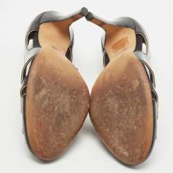 Pre Owned D&G Black Patent Leather Flower Cut Out Pumps Size 38