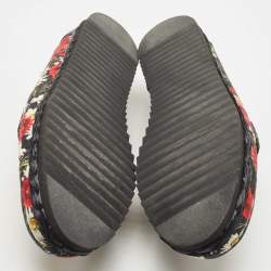 Dolce & Gabbana Multicolor Floral Fabric and Leather Crystal Embellished Loafers Size 39
