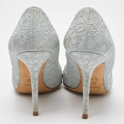 Pre Owned Dolce & Gabbana Light Blue Brocade Fabric Pointed Toe Pumps Size 40