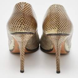 Dolce & Gabbana Black/White Watersnake Leather Peep Toe Pumps Size 39.5
