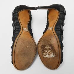 Pre Owned Dolce & Gabbana Black Net Crystal Embellished Peep Toe Pumps Size 37.5