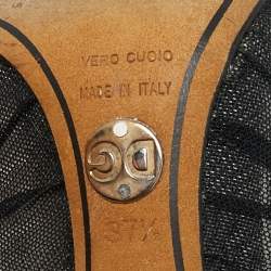 Pre Owned Dolce & Gabbana Black Net Crystal Embellished Peep Toe Pumps Size 37.5