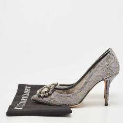 Pre Owned Dolce & Gabbana Grey Lace Bellucci Pumps Size 37