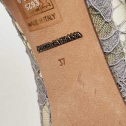 Pre Owned Dolce & Gabbana Grey Lace Bellucci Pumps Size 37