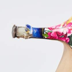 Pre Owned Dolce & Gabbana Multicolor Printed Leather Crystal Embellished Slingback Pumps Size 37 