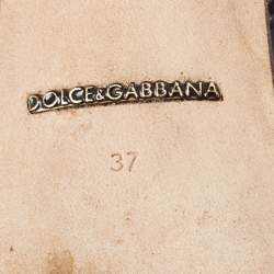 Pre Owned Dolce & Gabbana Multicolor Printed Leather Crystal Embellished Slingback Pumps Size 37 